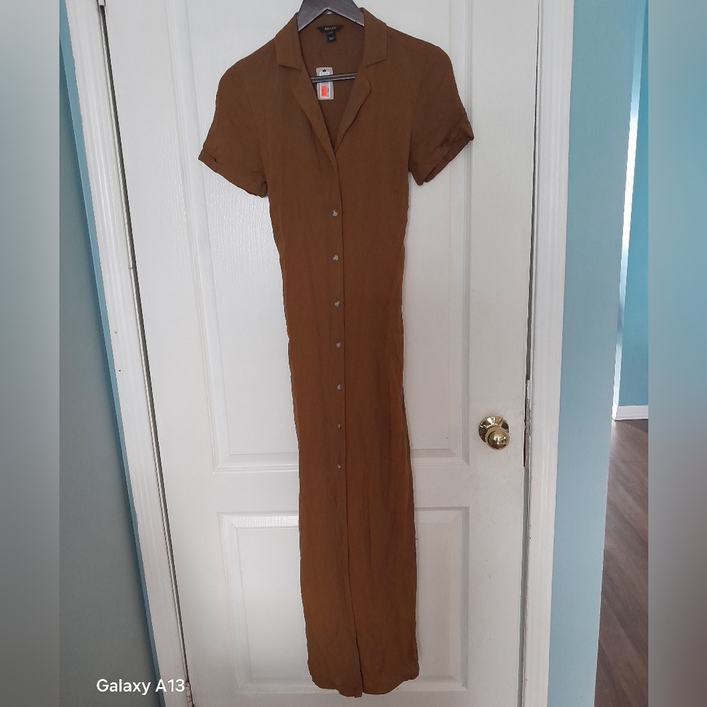 RW&CO. Tan Button-Up Maxi Dress
